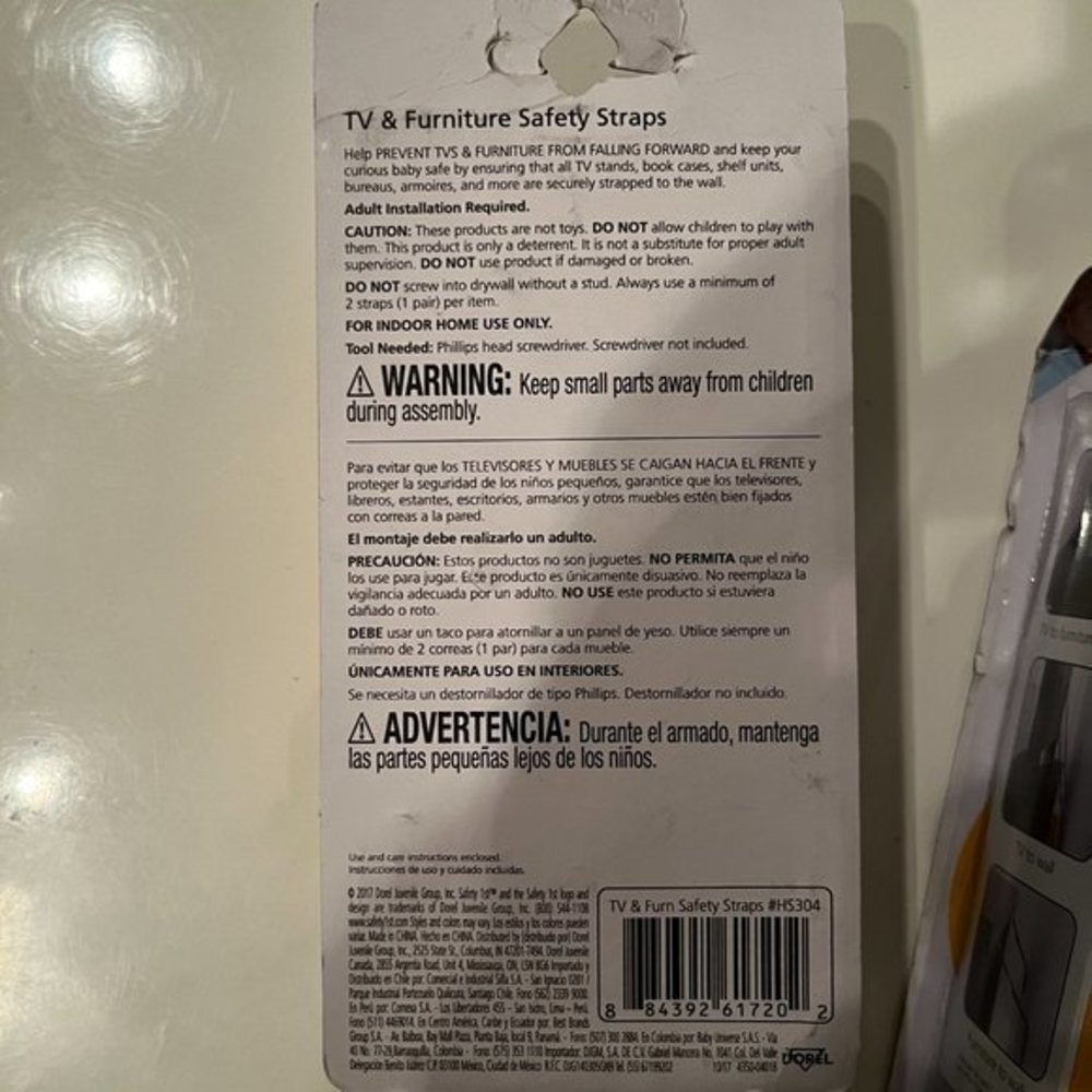 Furniture and Television Safety Straps‎ (Set of 2) (NEW) - Picture 6 of 7